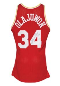 1993-94 Hakeem Olajuwon Houston Rockets Game-Used & Autographed Road Jersey