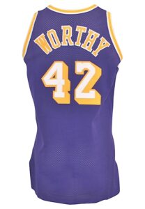 1993-94 James Worthy Los Angeles Lakers Game-Used Road Jersey