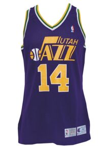 1993-94 Jeff Hornacek Utah Jazz Game-Used Road Jersey