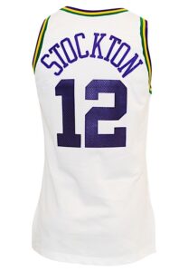 1993-94 John Stockton Utah Jazz Game-Used Home Jersey