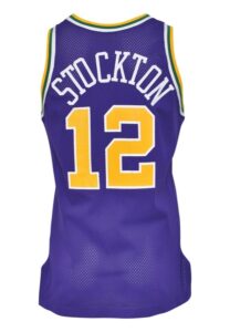 1993-94 John Stockton Utah Jazz Game-Used Road Uniform