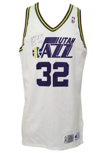 1993-94 Karl Malone Utah Jazz Game-Used & Autographed Home Jersey