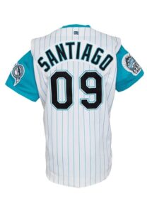 1993 Benito Santiago Florida Marlins Game-Used & Autographed Home Vest & Undershirt