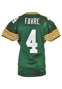 1993 Brett Favre Green Bay Packers Game-Used & Twice Autographed Home Jersey