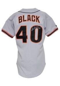 1993 Bud Black San Francisco Giants Game-Used & Autographed Road Jersey