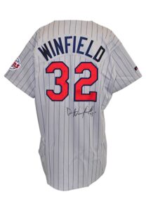 1993 Dave Winfield Minnesota Twins Game-Used & Autographed Road Jersey