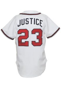 1993 David Justice Atlanta Braves Game-Used & Autographed Home Jersey