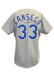 1993 Jose Canseco Texas Rangers Game-Issued & Autographed Road Jersey