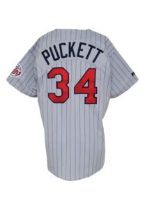 1993 Kirby Puckett Minnesota Twins Game-Used Road Jersey