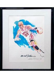 1993 Michael Jordan Original Watercolor Pastel Drawing Autographed By LeRoy Neiman