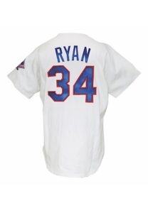 1993 Nolan Ryan Texas Rangers Game-Used & Autographed Home Jersey