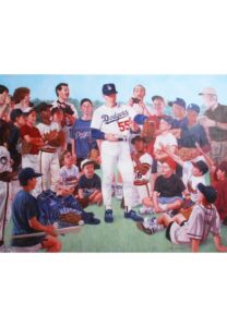 1993 Orel Hershiser “A Visit From a Big Leaguer” Original Oil Painting by Brent Benger