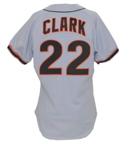 1993 Will Clark San Francisco Giants Game-Used Road Uniform