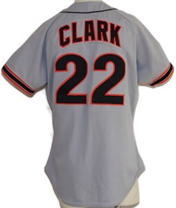 1993 Will Clark SF Giants Game-Used Road Jersey