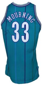 1994-1995 Alonzo Mourning Charlotte Hornets Game-Used & Autographed Road Jersey