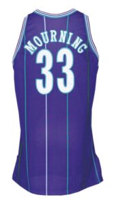 1994-95 Alonzo Mourning Charlotte Hornets Game-Used Road Alternate Uniform