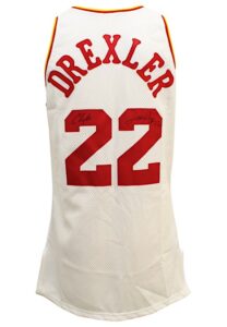 1994-95 Clyde Drexler Houston Rockets Game-Used & Autographed Home Jersey (JSA • Equipment Manager's Family LOA)