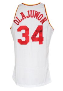 1994-95 Hakeem Olajuwon Houston Rockets Game-Used & Autographed Home Jersey (JSA • Championship Season • Finals MVP • Scout LOA)