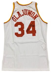 1994-95 Hakeem Olajuwon Houston Rockets Game-Used & Autographed Jersey