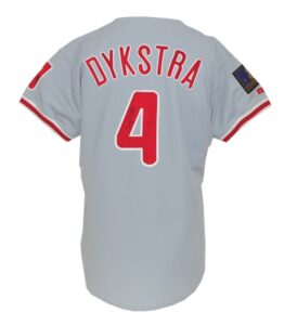 1994 Lenny Dykstra Philadelphia Phillies Game-Used & Autographed Road Jersey