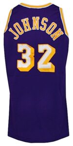 1995-1996 Magic Johnson Los Angeles Lakers Game-Used & Autographed Road Jersey