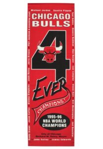 1995-96 Chicago Bulls “4 Ever NBA World Champions” City Of Chicago Championship Street Banner