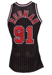 1995-96 Dennis Rodman Chicago Bulls Autographed Pro-Cut Black Alternate Jersey