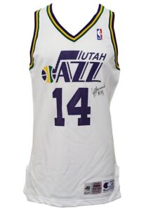 1995-96 Jeff Hornacek Utah Jazz Game-Used & Autographed Home Jersey