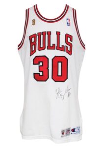 1995-96 Jud Buechler Chicago Bulls NBA Finals Game-Used & Autographed Home Jersey