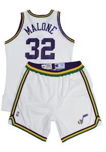 1995-96 Karl Malone Utah Jazz Game-Used & Autographed Home Uniform