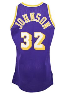 1995-96 Magic Johnson Los Angeles Lakers Game-Used Road Jersey