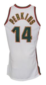 1995-96 Sam Perkins Seattle Supersonics Game-Used & Autographed Home Uniform (2) (JSA)