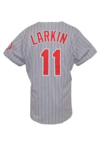 1995 Barry Larkin Cincinnati Reds Game-Used Road Jersey