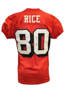 1995 Jerry Rice San Francisco 49ers Playoffs Game-Used & Autographed Throwback Home Jersey