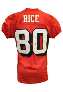 1995 Jerry Rice San Francisco 49ers Playoffs Game-Used & Autographed Throwback Home Jersey