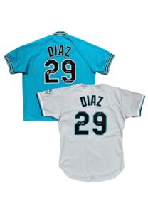 1995 Mario Diaz Florida Marlins Game-Used & Signed Jersey & BP Top