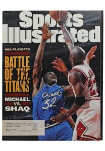 1995 Michael Jordan & Shaquille O’Neal Dual-Signed Sports Illustrated Playoffs Magazine