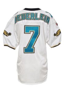 1995 Steve Beuerlein Jacksonville Jaguars Game-Used & Autographed Road Jersey