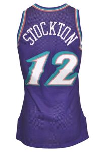 1996-97 John Stockton Utah Jazz Game-Used Road Jersey 