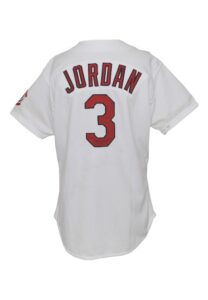 1996 Brian Jordan St. Louis Cardinals Game-Used & Autographed Home Jersey