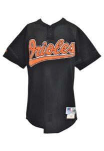 1996 Cal Ripken Jr. Baltimore Orioles Batting Practice-Used Black Mesh Jersey