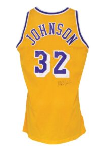 1996 Earvin “Magic” Johnson Los Angeles Lakers Game-Used & Autographed Home Jersey