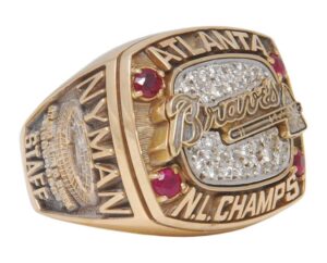 1996 Jerry Nyman Atlanta Braves National League Championship Ring