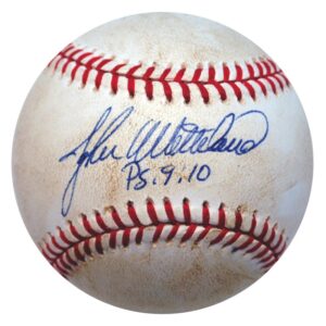 1996 John Wetteland NY Yankees World Series Game-Used & Autographed Baseball