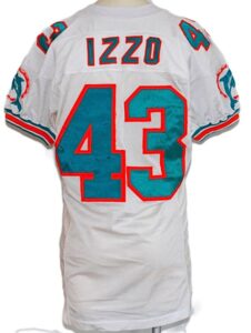 1996 Larry Izzo Rookie Miami Dolphins Game-Used Road Jersey