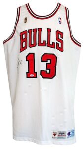 1996 Luc Longley Chicago Bulls Game-Used & Autographed Home NBA Finals Jersey