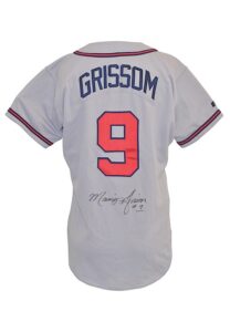 1996 Marquis Grissom Atlanta Braves Game-Used & Autographed Road Jersey