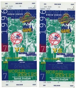 1996 NY Yankees v. Atlanta Braves World Series Game 7 Tickets