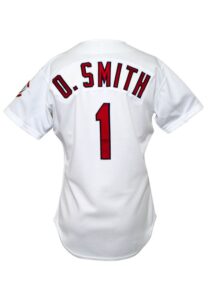 1996 Ozzie Smith St. Louis Cardinals Game-Used & Autographed Home Jersey