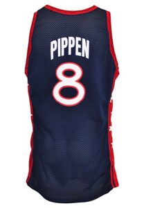 1996 Scottie Pippen Team USA Mens Olympic Basketball Game-Used & Autographed Blue Jersey